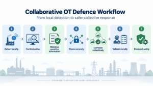 Detect locally → contextualise → minimise sensitive information → share securely → correlate collectively → validate locally → respond safely